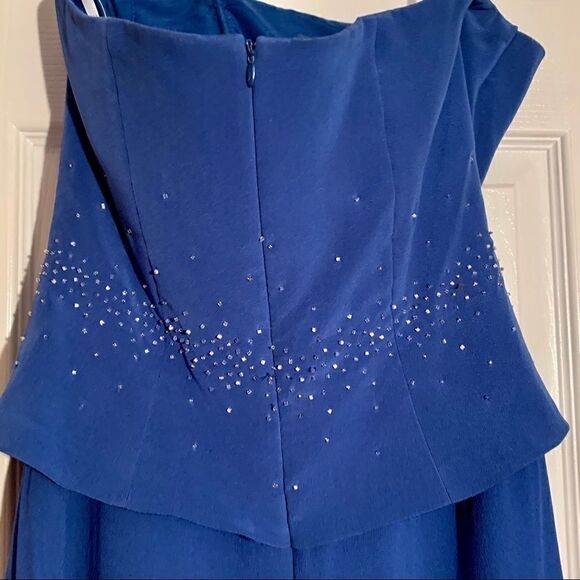 Blue Chiffon Belsoie Strapless Dress Size 8 NWT - Picture 5 of 5